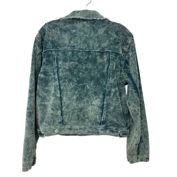 POL Clothing 100% Cotton corduroy studded jacket green blue wash women's size M - Picture 2 of 9